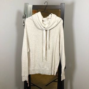 Cream cowl-neck hooded sweater
